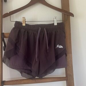 Women's Athletic Shorts with Leaf Emblem - Charcoal